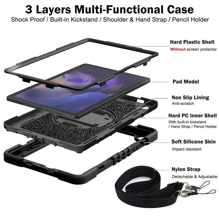 Samsung Galaxy Tab A9+ 360 Degree Rotation Silicone Case showcasing its durable design and stand functionality.
